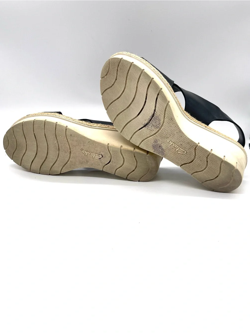Clark’s Black Leather Wedge Slingback Sandals
